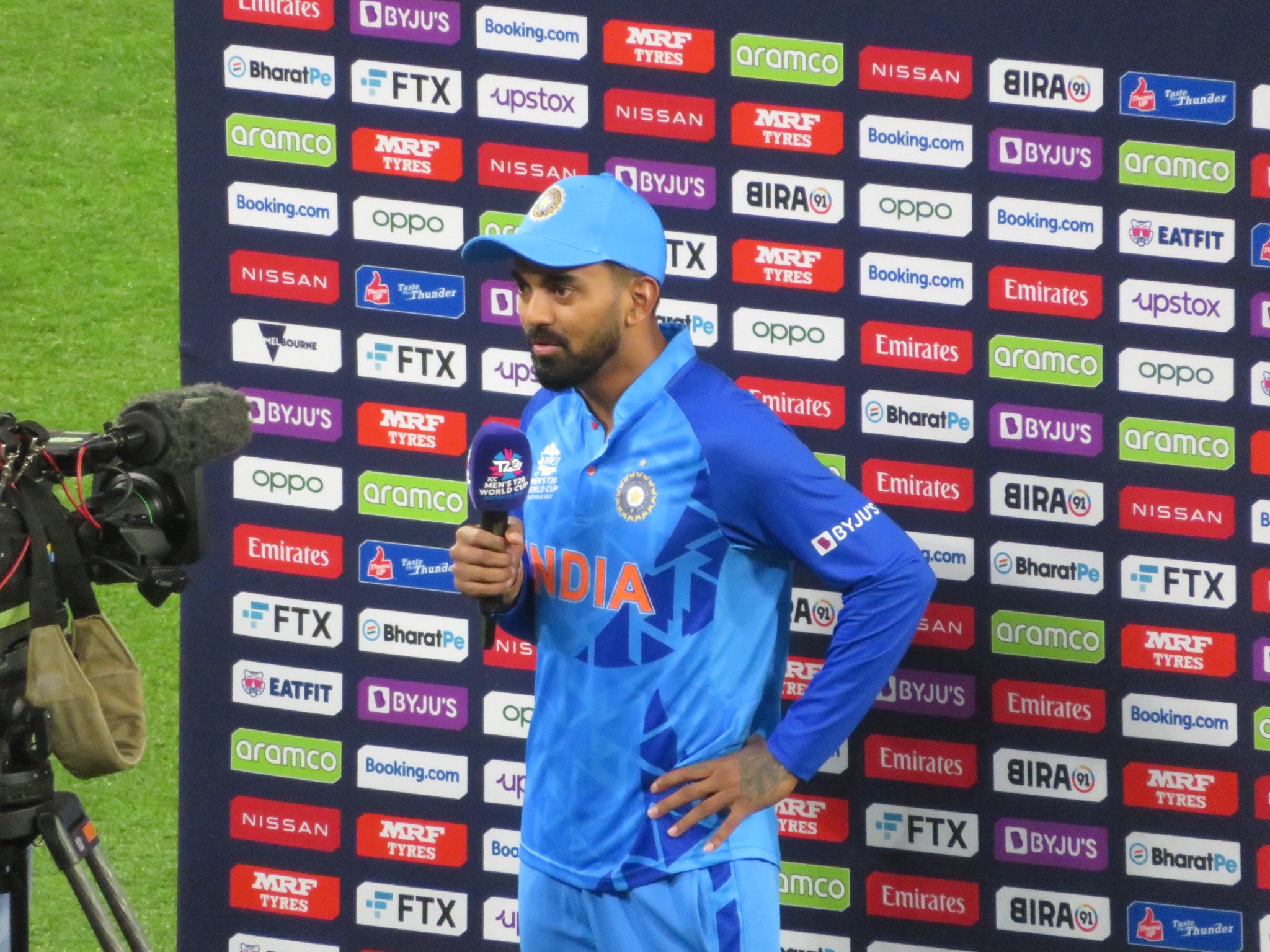 KL Rahul being interviewed at the Melbourne Cricket Ground in 2022