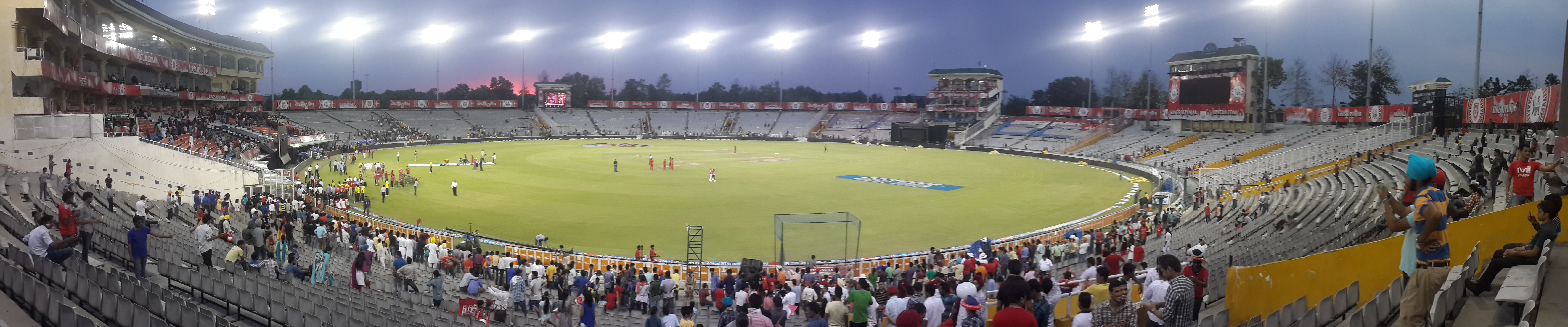 Panorama of the Inderjit Singh Bindra Stadium in Mohali, May 2014