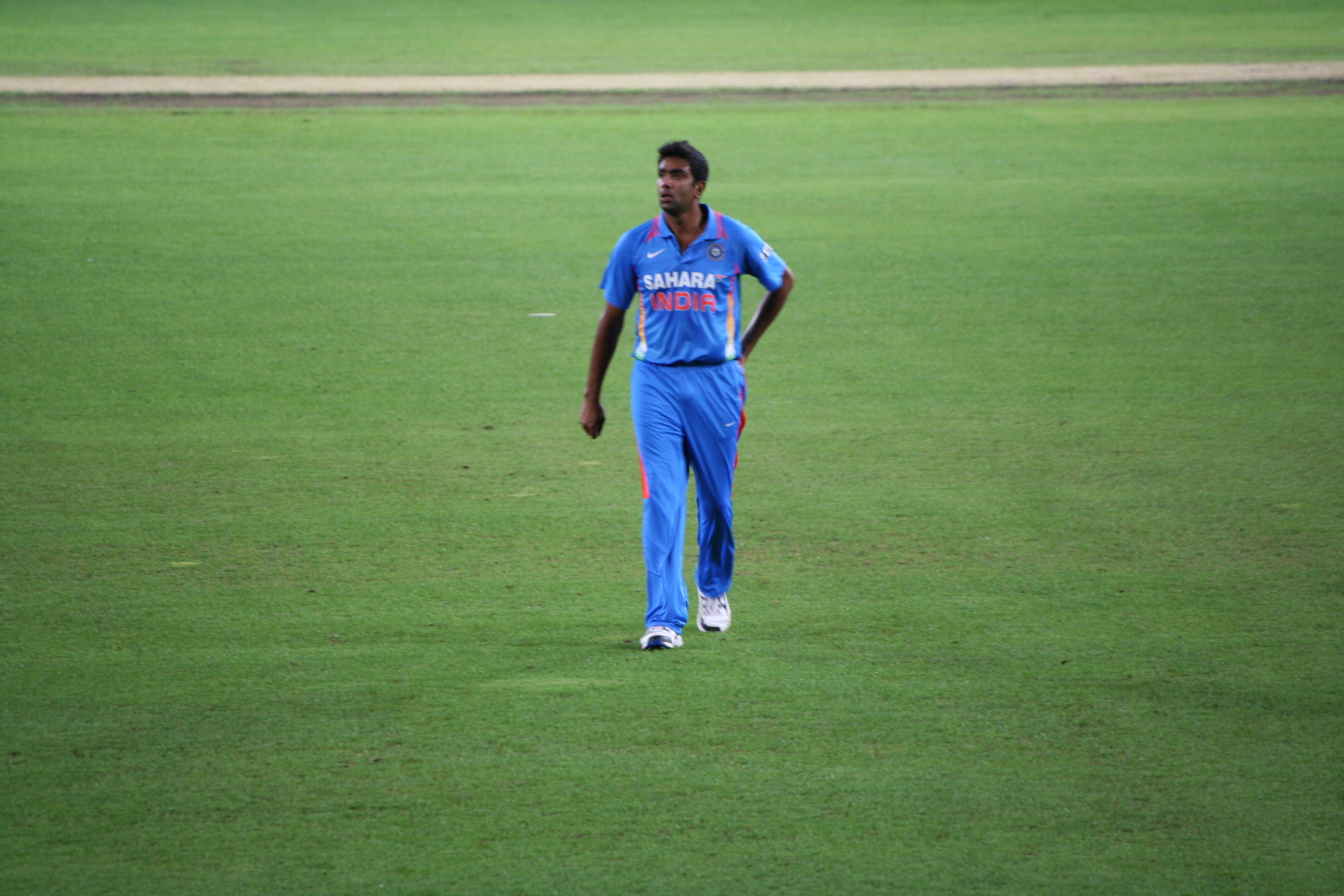 Ravichandran Ashwin bowling for India against Australia, February 2012