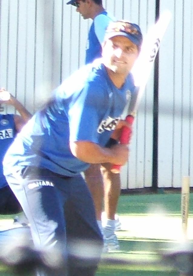 Suresh Raina batting at Adelaide Oval, 14 February 2008